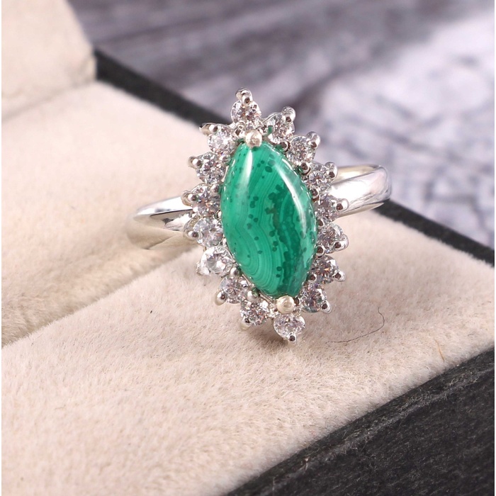 Natural Malachite Ring, 925 Sterling Sliver, Malachite Ring, Malachite Engagement Ring, Wedding Ring, luxury Ring, Marquise Cabochon Ring | Save 33% - Rajasthan Living 6