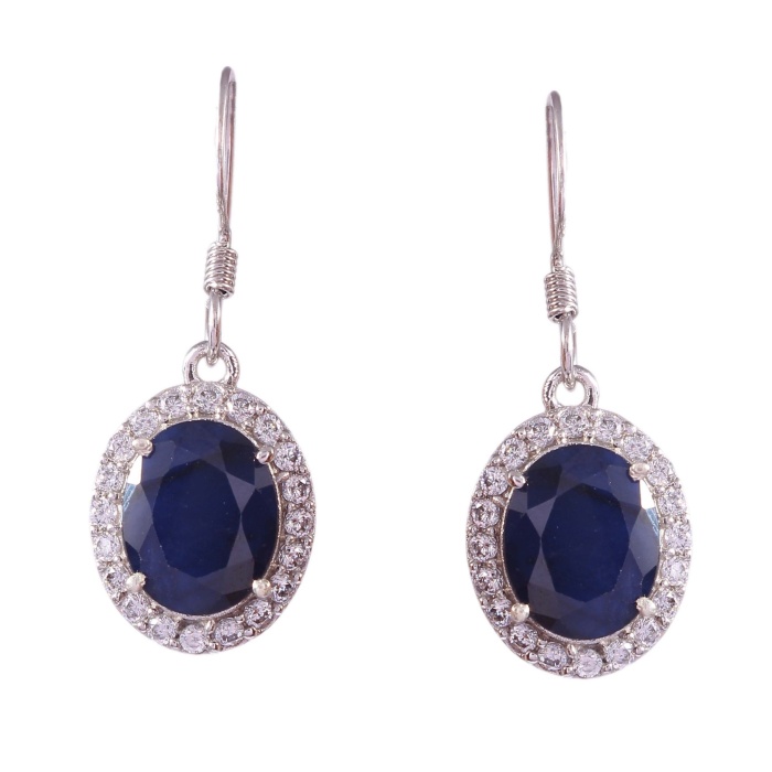 Natural Blue Sapphire Drop Earrings, 925 Sterling Silver Sapphire Earrings, Sapphire Silver Earrings, Luxury Earrings, Oval Cut Earrings | Save 33% - Rajasthan Living 7