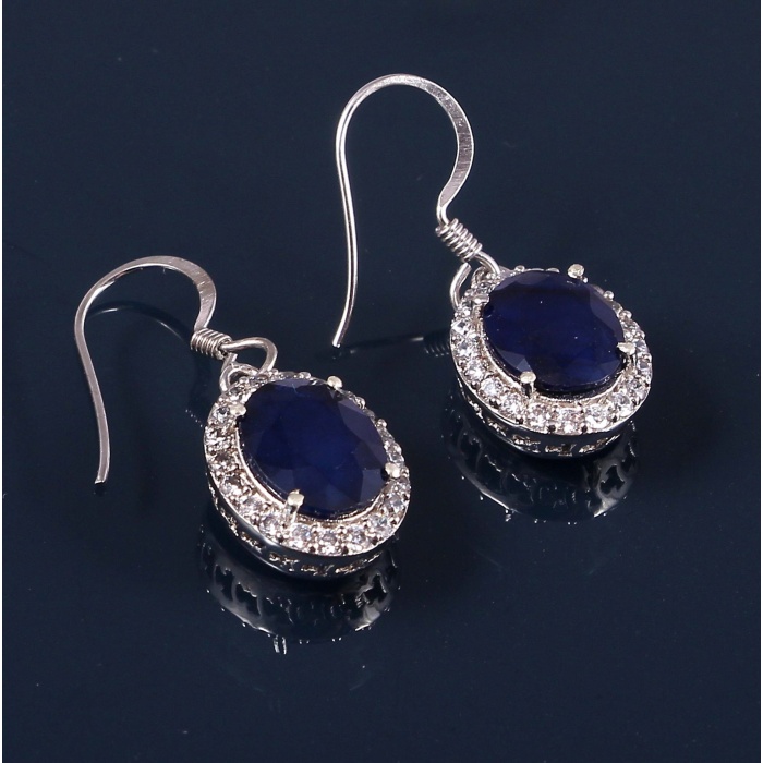 Natural Blue Sapphire Drop Earrings, 925 Sterling Silver Sapphire Earrings, Sapphire Silver Earrings, Luxury Earrings, Oval Cut Earrings | Save 33% - Rajasthan Living 5