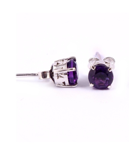 Amethyst Studs Earrings, Amethyst Earrings, 925 Silver Earrings, Victorian Earrings, Bridesmaid Gift, Engagement Studs, Round Cut Studs | Save 33% - Rajasthan Living 3