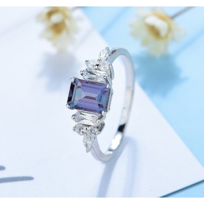 Alexandrite Ring, Woman Ring, 925 Sterling Silver Alexandrite Ring, Statement Ring, Engagement and Wedding Ring, Emerald Cut Ring | Save 33% - Rajasthan Living 6