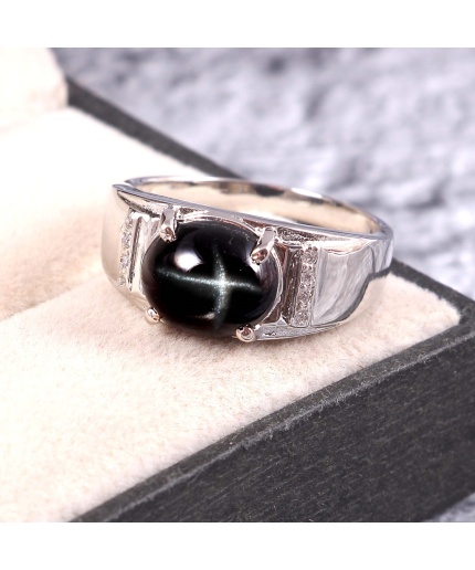 Natural Black Star Ring, 925 Sterling Sliver, Black Star Ring, Black Star Engagement Ring, Wedding Ring, luxury Ring, Oval Cabochon Ring | Save 33% - Rajasthan Living 7