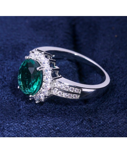 Emerald & Cubic Zirconia Woman Ring, 925 Sterling Silver, Emerald Ring, Statement Ring, Engagement and Wedding Ring, Oval cut Ring | Save 33% - Rajasthan Living 3