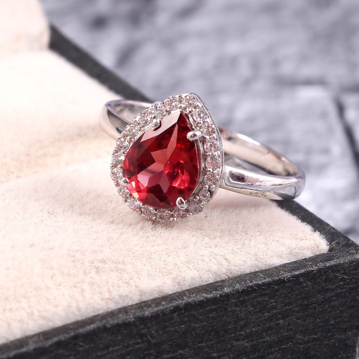 Natural Garnet Ring, 925 Sterling Sliver, Garnet Ring, Garnet Engagement Ring, Wedding Ring, luxury Ring, Ring/Band, Garnet Pear cut Ring | Save 33% - Rajasthan Living 6