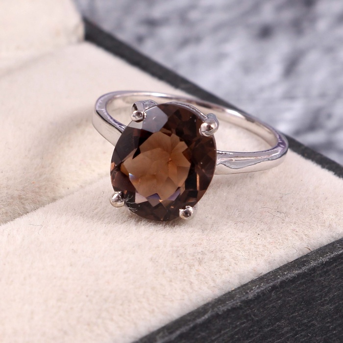 Natural Smoky Quartz Ring, 925 Sterling Silver, Smoky Quartz Engagement Ring, Wedding Ring, Luxury Ring, Ring/Band, Oval Cut Ring | Save 33% - Rajasthan Living 6