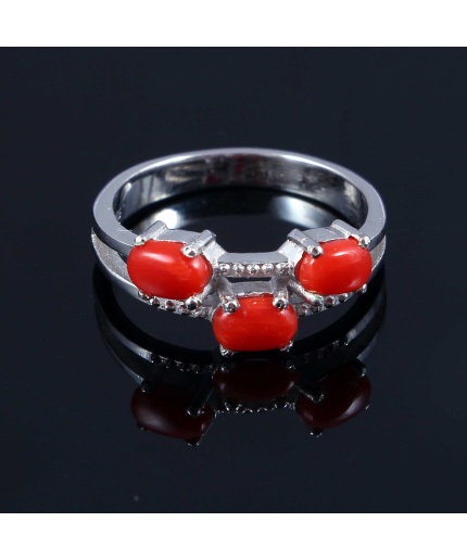 Natural Coral Ring, 925 Sterling Silver, Coral Engagement Ring, Coral Ring, Wedding Ring,Luxury Ring,Ring/Band, Oval Cabution Ring | Save 33% - Rajasthan Living