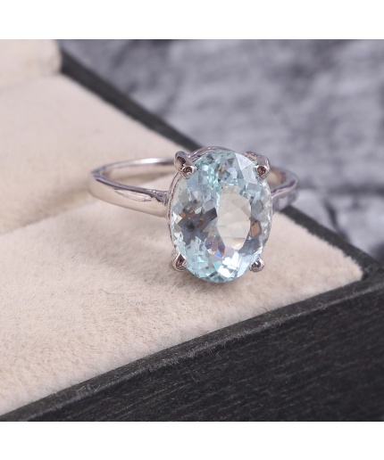 Natural Aquamarine Ring, 925 Sterling Silver, Aquamarine Ring, Engagement Ring, Wedding Ring, Luxury Ring, Ring/Band, Ovel Cut Ring | Save 33% - Rajasthan Living 3