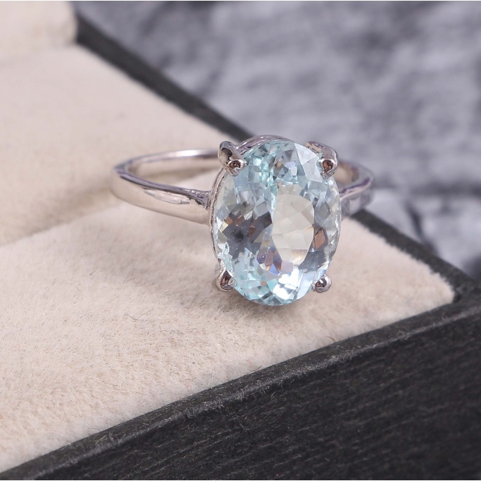 Natural Aquamarine Ring, 925 Sterling Silver, Aquamarine Ring, Engagement Ring, Wedding Ring, Luxury Ring, Ring/Band, Ovel Cut Ring | Save 33% - Rajasthan Living 6