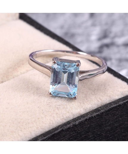 Natural Aquamarine Ring, 925 Sterling Silver, Aquamarine Ring, Engagement Ring, Wedding Ring, Luxury Ring, Ring/Band, Emerald Cut Ring | Save 33% - Rajasthan Living 3