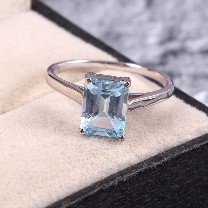 Natural Aquamarine Ring, 925 Sterling Silver, Aquamarine Ring, Engagement Ring, Wedding Ring, Luxury Ring, Ring/Band, Emerald Cut Ring | Save 33% - Rajasthan Living 6