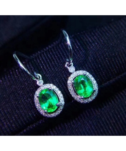 Natural Emerald Drop Earrings, 925 Sterling Silver, Emerald Drop Earrings, Emerald Silver Earrings, Luxury Earrings, Ovel Cut Stone Earrings | Save 33% - Rajasthan Living 3