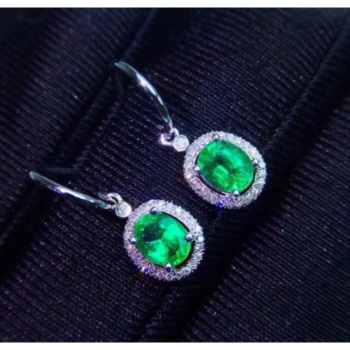 Natural Emerald Drop Earrings, 925 Sterling Silver, Emerald Drop Earrings, Emerald Silver Earrings, Luxury Earrings, Ovel Cut Stone Earrings | Save 33% - Rajasthan Living 7