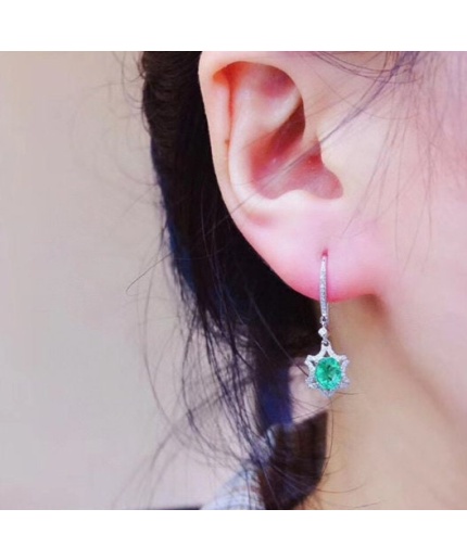 Natural Emerald Drop Earrings, 925 Sterling Silver, Emerald Drop Earrings, Emerald Silver Earrings, Luxury Earrings, Oval Cut Stone Earrings | Save 33% - Rajasthan Living 3