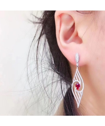 Natural Ruby Drop Earrings, 925 Sterling Silver, Ruby Earrings, Ruby Silver Earrings, Ruby Luxury Earrings, Oval Cut Stone Earrings | Save 33% - Rajasthan Living 3