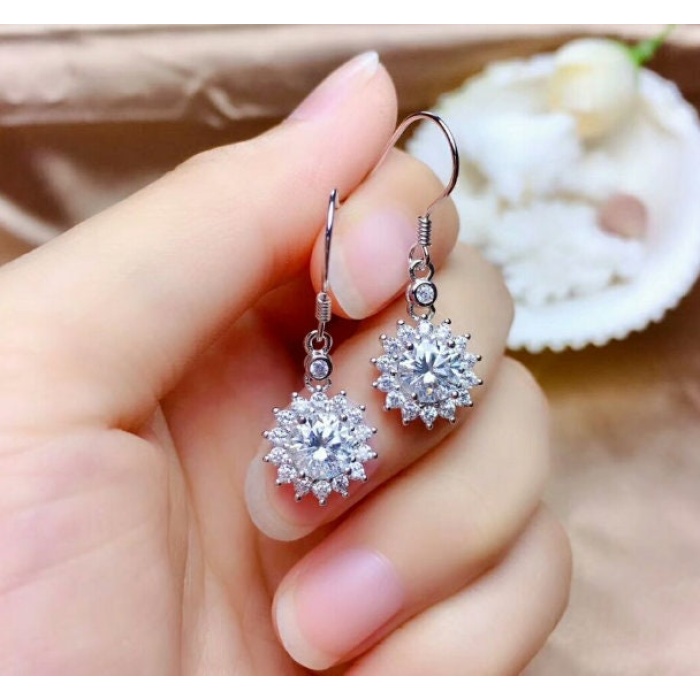 Moissanite Drop Earrings, 925 Sterling Silver, Drop Earrings, Earrings, Moissanite Earrings, Luxury Earrings, Round Cut Stone Earrings | Save 33% - Rajasthan Living 8