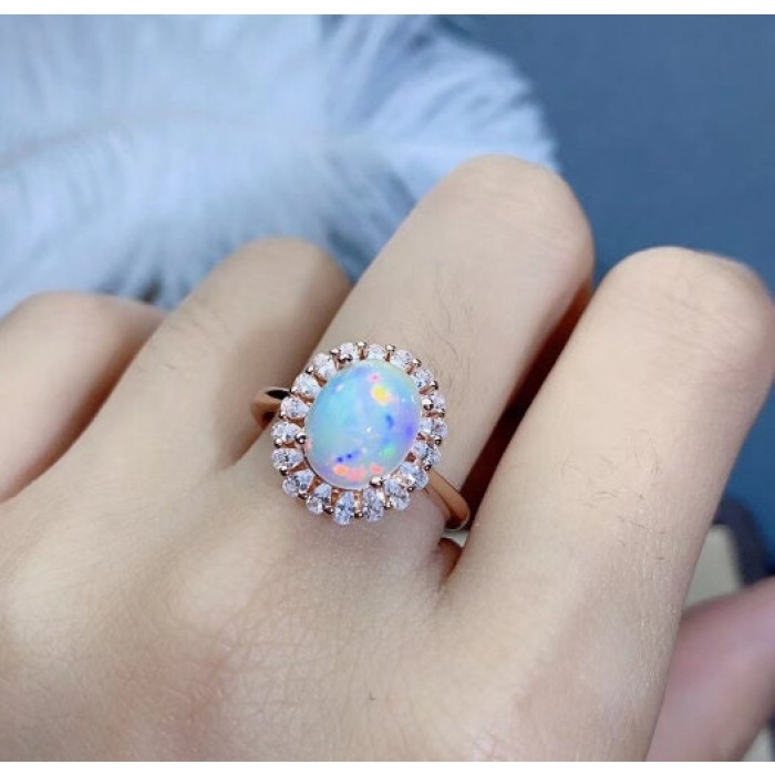 Natural Fire Opal Ring, 925 Sterling Silver, Engagement Ring, Wedding Ring, Luxury Ring, Ring/Band, Oval Opal Ring, Bridesmaids Gift | Save 33% - Rajasthan Living 5