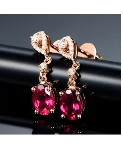 Lab Ruby Drop Earrings, 925 Sterling Silver, Ruby Earrings, Ruby Silver Earrings, Ruby Luxury Earrings, Oval Cut Stone Earrings | Save 33% - Rajasthan Living