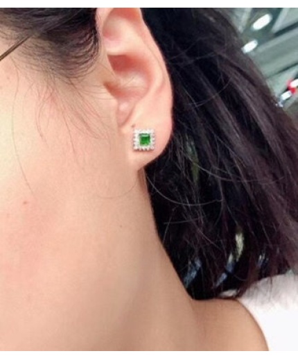 Natural diopside Stud Earrings, 925 Sterling Silver, diopside Stud Earrings, diopside Silver Earrings, Luxury Earrings, Square Cut Stone | Save 33% - Rajasthan Living 3