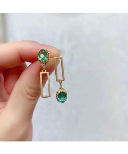 Natural Emerald Drop Earrings, 925 Sterling Silver, Emerald Drop Earrings, Emerald Silver Earrings, Luxury Earrings, Oval Cut Stone Earrings | Save 33% - Rajasthan Living