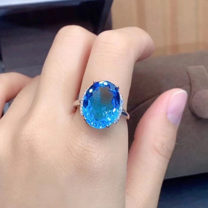 Natural Blue Topaz Ring, 925 Sterling Silver, Topaz Engagement Ring, Topaz Ring, Wedding Ring, Topaz Luxury Ring, Ring/Band, Oval Cut Ring | Save 33% - Rajasthan Living 8