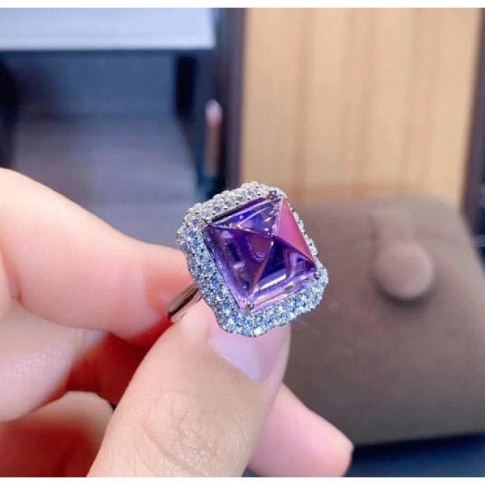 Natural Amethyst Ring, 925 Sterling Silver, Amethyst Engagement Ring, Amethyst Ring, Wedding Ring, Luxury Ring, Ring/Band, Princess Cut Ring | Save 33% - Rajasthan Living 7