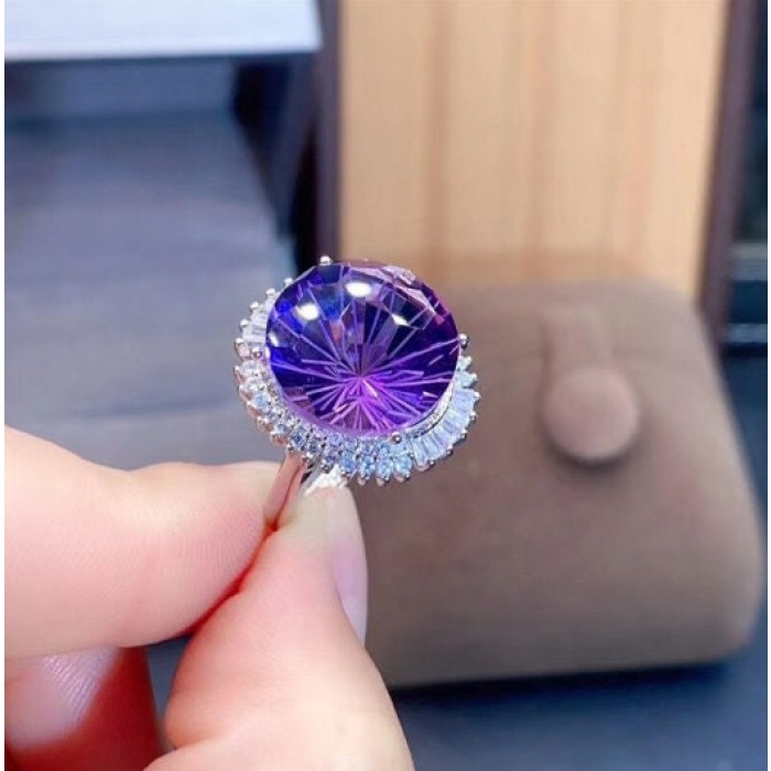 Natural Amethyst Ring, 925 Sterling Silver, Amethyst Engagement Ring, Amethyst Ring, Wedding Ring, Luxury Ring, Ring/Band, Round Cut Ring | Save 33% - Rajasthan Living 7