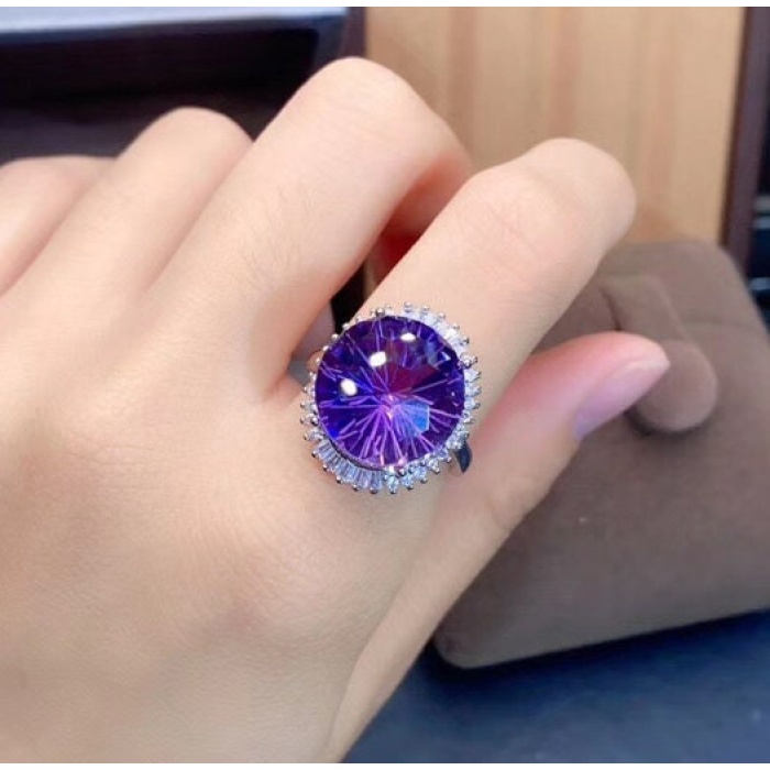 Natural Amethyst Ring, 925 Sterling Silver, Amethyst Engagement Ring, Amethyst Ring, Wedding Ring, Luxury Ring, Ring/Band, Round Cut Ring | Save 33% - Rajasthan Living 8