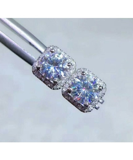 Moissanite Studs Earrings, 925 Sterling Silver, Studs Earrings, Earrings, Moissanite Earrings, Luxury Earrings, Round Cut Stone Earrings | Save 33% - Rajasthan Living