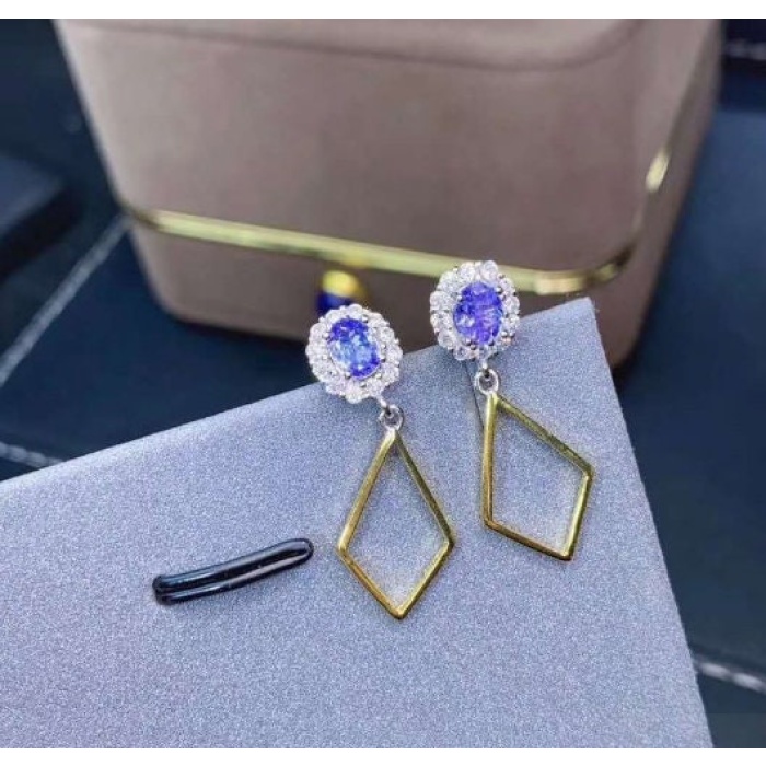 Natural Tanzanite Drop Earrings, 925 Sterling Silver, Tanzanite Drop Earrings, Tanzanite Earrings, Luxury Earrings, Oval Cut Earrings | Save 33% - Rajasthan Living 6