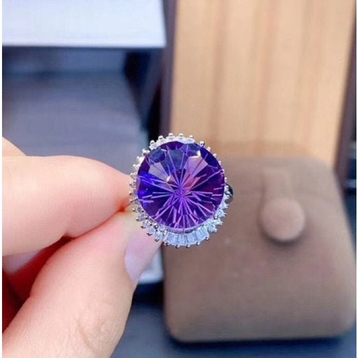 Natural Amethyst Ring, 925 Sterling Silver, Amethyst Engagement Ring, Amethyst Ring, Wedding Ring, Luxury Ring, Ring/Band, Round Cut Ring | Save 33% - Rajasthan Living 5