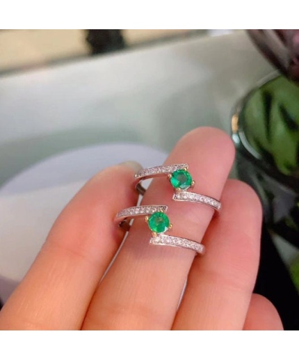 Natural Emerald & Cubic Zirconia Woman Ring, 925 Sterling Silver, Emerald Ring, Statement Ring, Engagement and Wedding Ring | Save 33% - Rajasthan Living 3