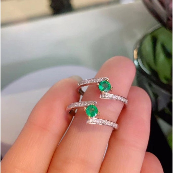 Natural Emerald & Cubic Zirconia Woman Ring, 925 Sterling Silver, Emerald Ring, Statement Ring, Engagement and Wedding Ring | Save 33% - Rajasthan Living 6