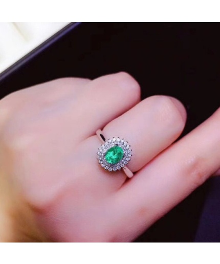 Natural Emerald & Cubic Zirconia Woman Ring, 925 Sterling Silver, Emerald Ring, Statement Ring, Engagement and Wedding Ring | Save 33% - Rajasthan Living 3