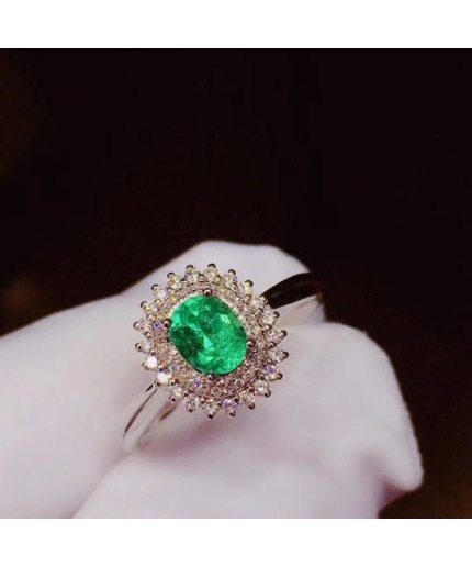 Natural Emerald & Cubic Zirconia Woman Ring, 925 Sterling Silver, Emerald Ring, Statement Ring, Engagement and Wedding Ring | Save 33% - Rajasthan Living