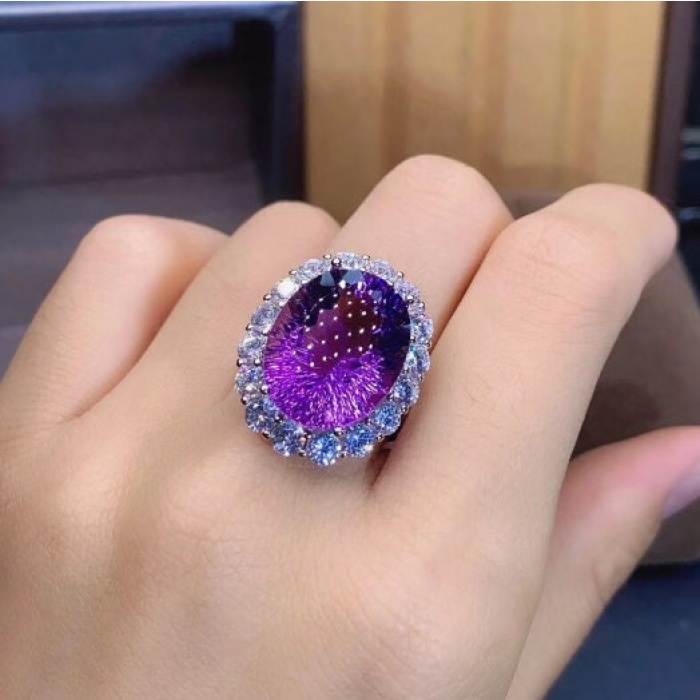 Natural Amethyst Ring, 925 Sterling Silver, Amethyst Engagement Ring, Amethyst Ring, Wedding Ring, Luxury Ring, Ring/Band, Oval Cut Ring | Save 33% - Rajasthan Living 6