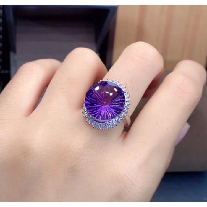 Natural Amethyst Ring, 925 Sterling Silver, Amethyst Engagement Ring, Amethyst Ring, Wedding Ring, Luxury Ring, Ring/Band, Round Cut Ring | Save 33% - Rajasthan Living 6