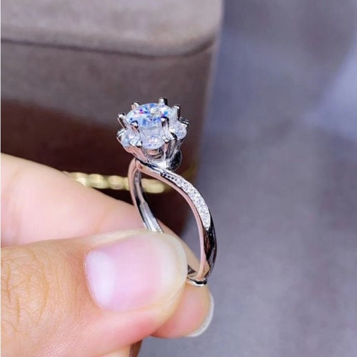 Moissanite Ring, 925 Sterling Silver, 1ct Moissanite Ring, Engagement Ring, Wedding Ring, Luxury Ring, Ring/Band, Round Cut Ring | Save 33% - Rajasthan Living 9