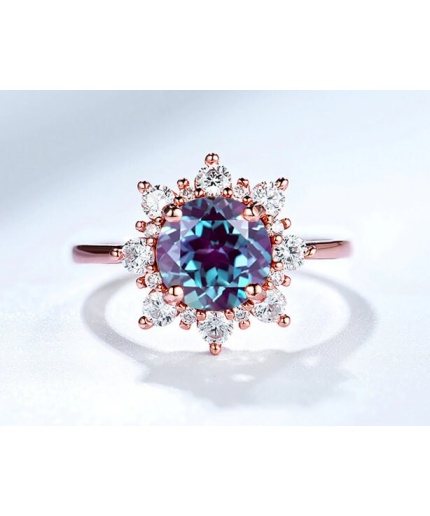 Alexandrite Ring, Woman Ring, 925 Sterling Silver Alexandrite Ring, Statement Ring, Engagement and Wedding Ring, Round Cut Ring | Save 33% - Rajasthan Living