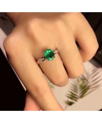 Natural Emerald & Cubic Zirconia Woman Ring, 925 Sterling Silver, Emerald Ring, Statement Ring, Engagement and Wedding Ring | Save 33% - Rajasthan Living 3