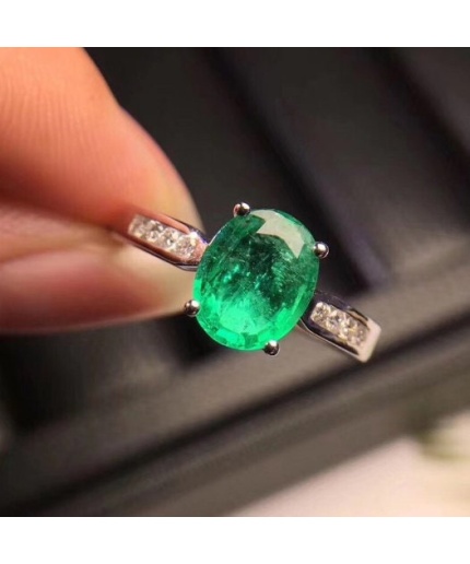 Natural Emerald & Cubic Zirconia Woman Ring, 925 Sterling Silver, Emerald Ring, Statement Ring, Engagement and Wedding Ring | Save 33% - Rajasthan Living