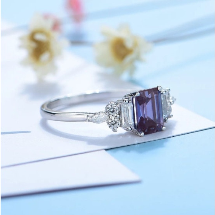 Alexandrite Ring, Woman Ring, 925 Sterling Silver Alexandrite Ring, Statement Ring, Engagement and Wedding Ring, Emerald Cut Ring | Save 33% - Rajasthan Living 6