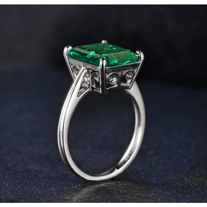 Emerald & Cubic Zirconia Woman Ring, 925 Sterling Silver, Emerald Ring, Statement Ring, Engagement and Wedding Ring, Emerald cut Ring | Save 33% - Rajasthan Living 6