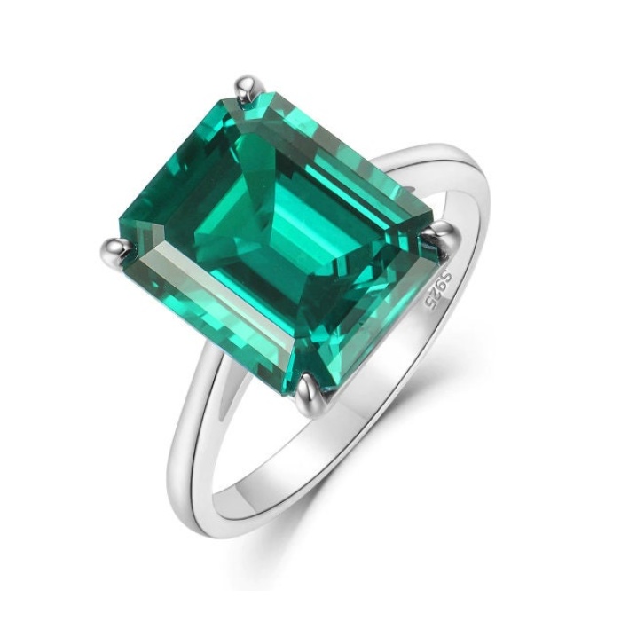 Emerald & Cubic Zirconia Woman Ring, 925 Sterling Silver, Emerald Ring, Statement Ring, Engagement and Wedding Ring, Emerald cut Ring | Save 33% - Rajasthan Living 8