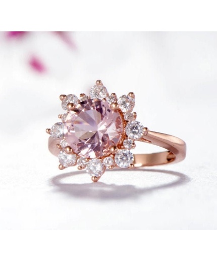 Morganite Woman Ring, Morganite Ring, 925 Sterling Silver Statement Ring, Engagement and Wedding Ring, Luxury Ring, Round Cut Ring | Save 33% - Rajasthan Living