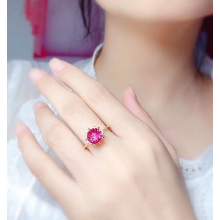 Natural Pink Topaz Ring, 925 Sterling Sliver, Topaz Engagement Ring, Topaz Ring, Wedding Ring, Topaz luxury Ring, Ring/Band, Round cut Ring | Save 33% - Rajasthan Living 9