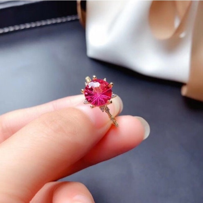 Natural Pink Topaz Ring, 925 Sterling Sliver, Topaz Engagement Ring, Topaz Ring, Wedding Ring, Topaz luxury Ring, Ring/Band, Round cut Ring | Save 33% - Rajasthan Living 8