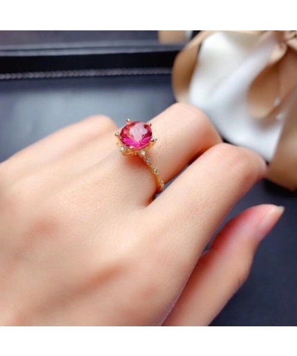 Natural Pink Topaz Ring, 925 Sterling Sliver, Topaz Engagement Ring, Topaz Ring, Wedding Ring, Topaz luxury Ring, Ring/Band, Round cut Ring | Save 33% - Rajasthan Living 3