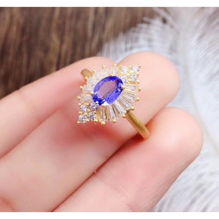 Natural Tanzanite Ring, 925 Sterling Sliver Engagement Ring, Tanzanite Ring, Wedding Ring, luxury Ring, soliture Ring, Oval cut Ring | Save 33% - Rajasthan Living 7