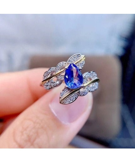 Natural Tanzanite Ring, 925 Sterling Sliver Engagement Ring, Tanzanite Ring, Wedding Ring, luxury Ring, soliture Ring, Pear cut Ring | Save 33% - Rajasthan Living