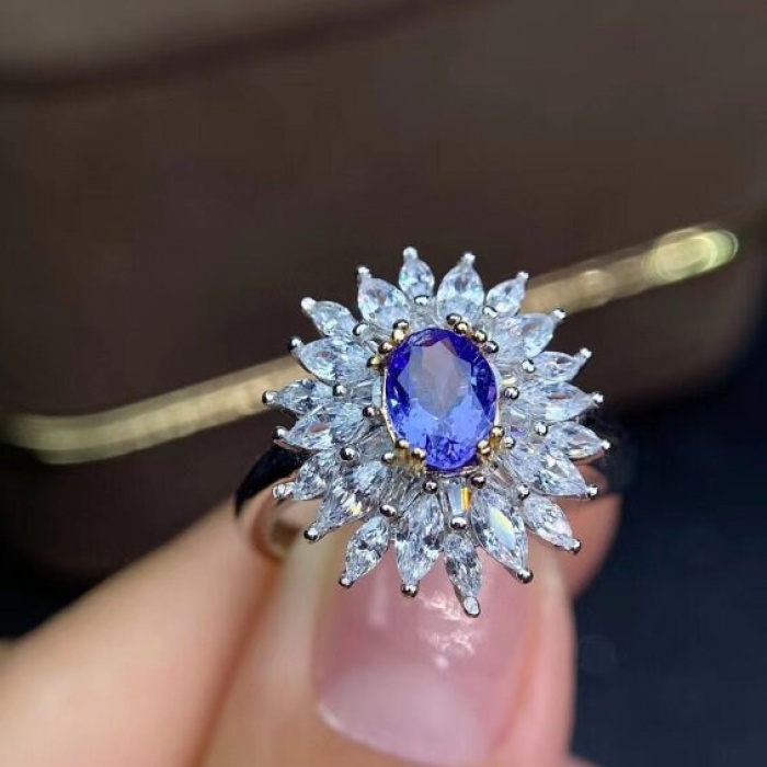 Natural Tanzanite Ring, 925 Sterling Sliver Engagement Ring, Tanzanite Ring, Wedding Ring, luxury Ring, soliture Ring, Oval cut Ring | Save 33% - Rajasthan Living 5